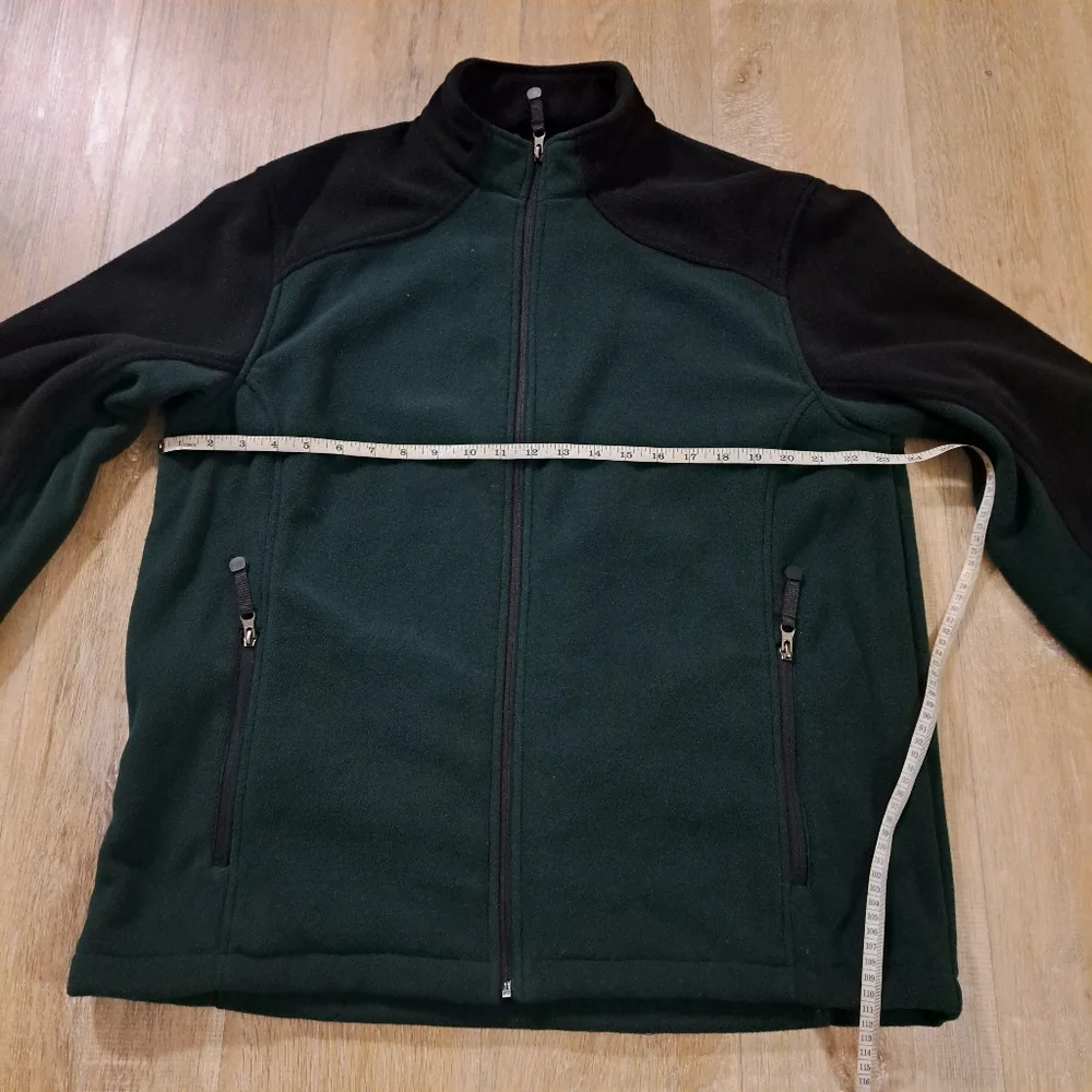 G.H. Bass & Co. Dark Green Black Full-Zip Outdoor Fleece Jacket Men's Size Large